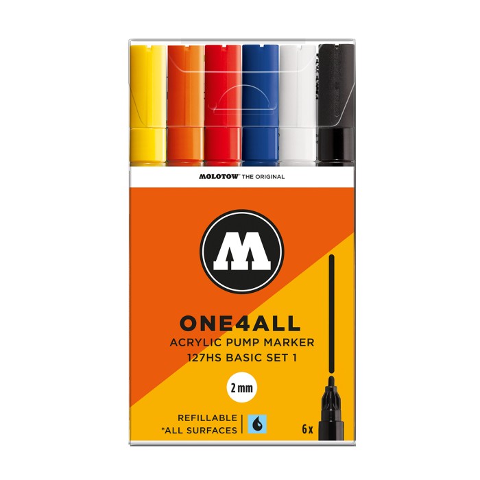 Pack 6 rotuladores acrílicos  One4all 2mm Set 1