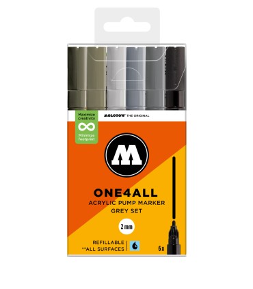 Pack 6 rotuladores acrílicos One4all 2mm Grey Set