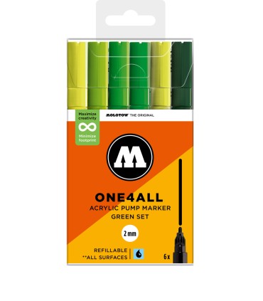 Pack 6 rotuladores acrílicos One4all 2mm Green Set