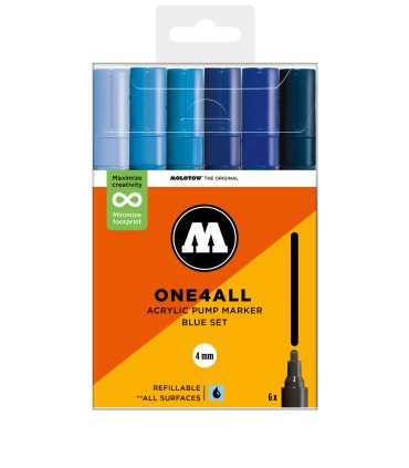 Pack 6 rotuladores acrílicos One4all 4mm Blue Set