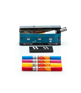 Estuche tren +rotuladores acrilicos doble punta