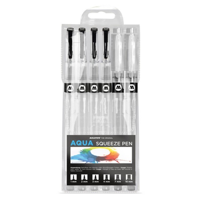 Pack pinceles acuarela Molotow Aqua Squeeze pen basic set 
