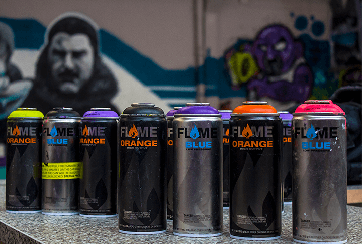 flame orange graffiti paint 